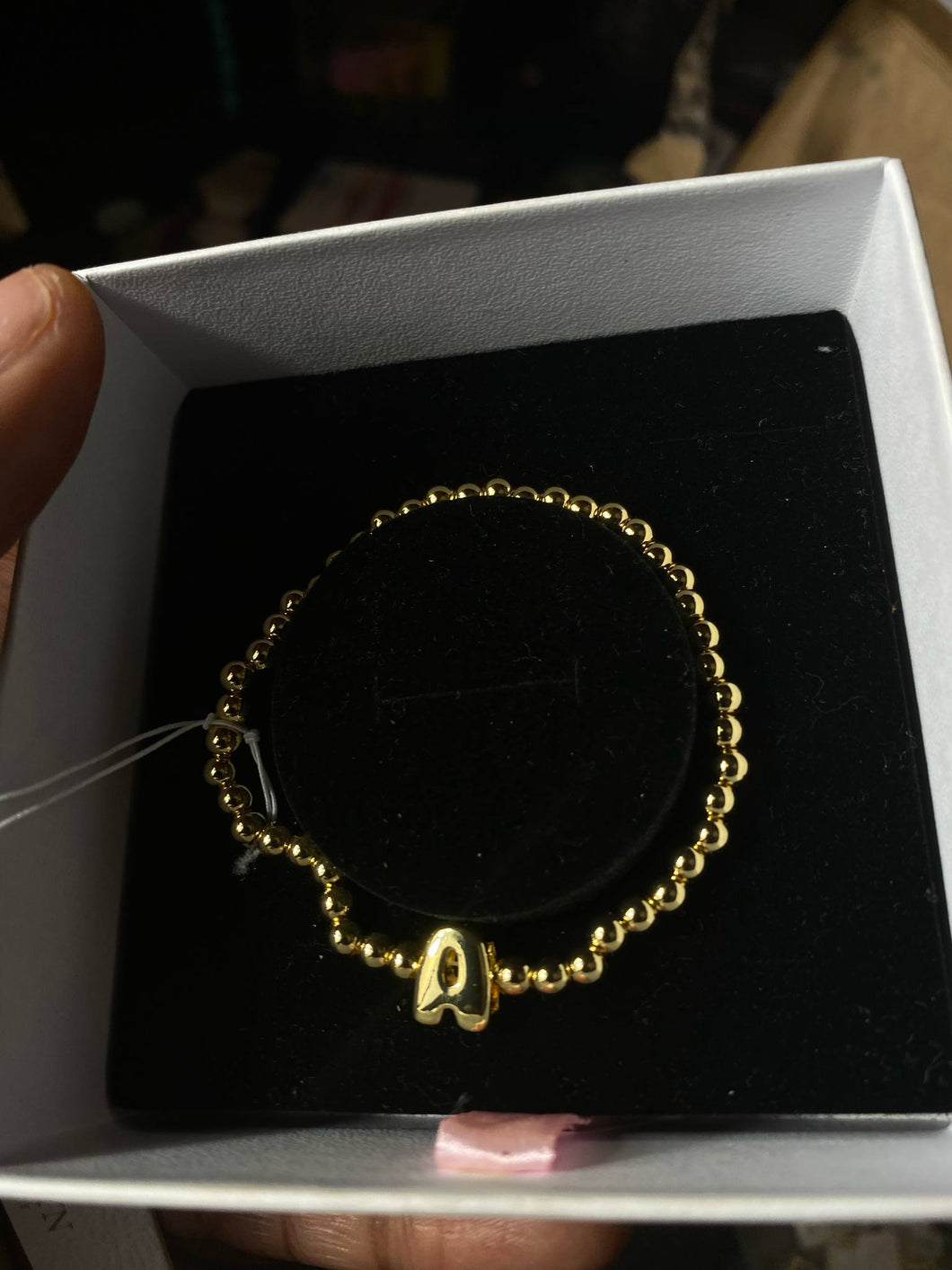Initial Monogram Bubble Stretch Bead Bracelet