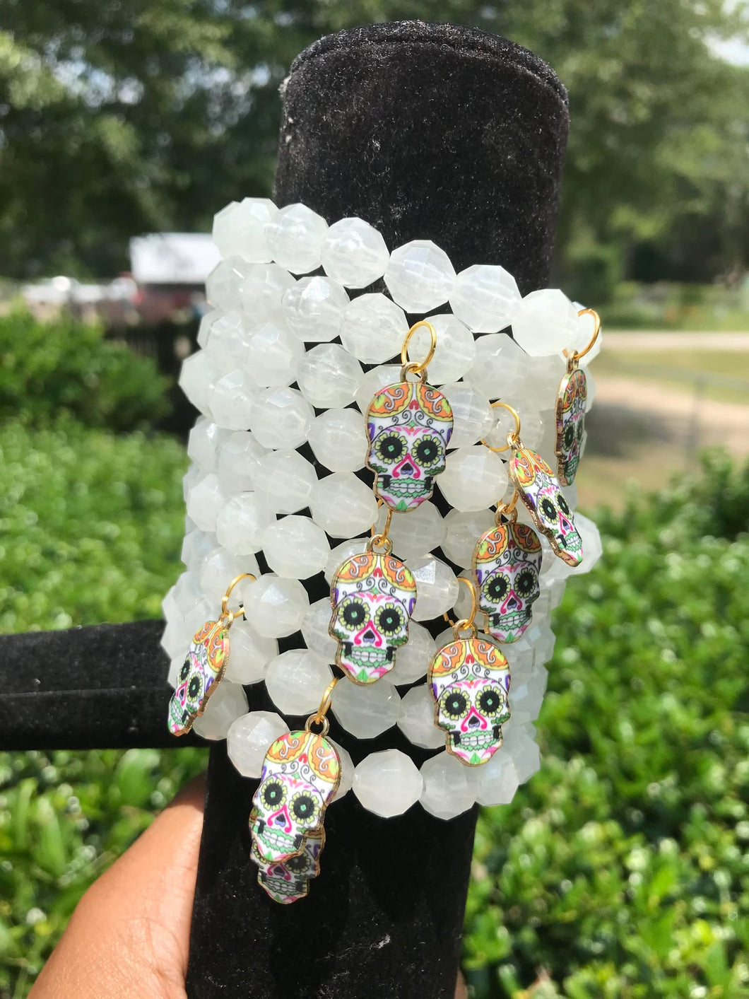 Clear Glow in Dark Skull Bracelet