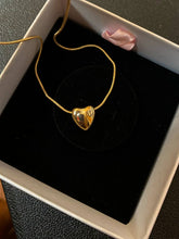 Load image into Gallery viewer, Gold Mini Puff Heart Pendant Snake Chain
