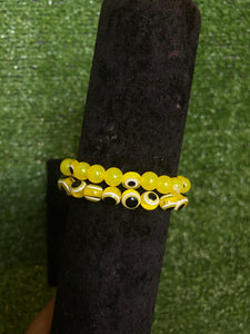 Yellow Evil Eye Bracelets Set