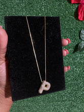 Load image into Gallery viewer, Letter P Initial Pave Rhinestone Bubble Balloon Necklace Gold

