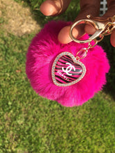 Load image into Gallery viewer, Designer Heart Charms Fur KeyChain  and LipGloss
