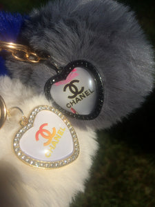 Designer Heart Charms Fur KeyChain  and LipGloss