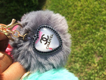 Load image into Gallery viewer, Designer Heart Charms Fur KeyChain  and LipGloss
